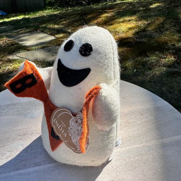 Halloween Smiling Ghost With Boo Banner Weighted Bottom Decoration Doorstop New - Picture 4 of 13